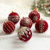 8Cm Velvet Christmas Ball Pendant Flocked Glitter Christmas Hanging Balls Set Reusable Shatterproof Xmas Tree Ornaments New Year