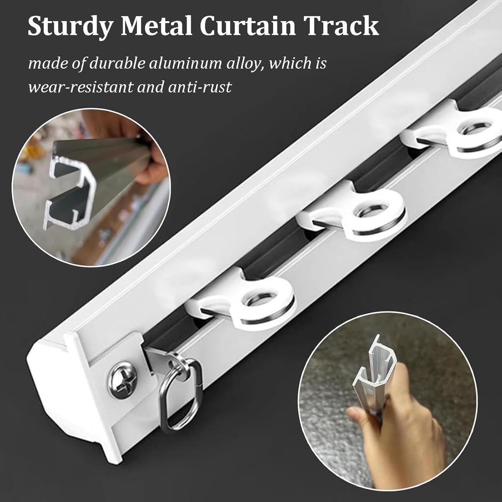 Hidden Ceiling Curtain Track, Ecessed Invisible Curtain Track, Ceiling Mount Aluminum Alloy Nano Silence Track for Living Room Bedroom Windows/Room
