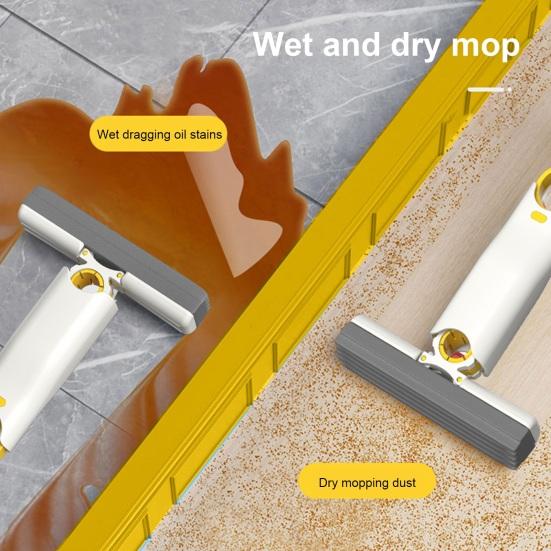 Mini Mop Efficient Easy-to-Use Portable Foldable Hand Squeeze Cleaning Mop for Home Bathroom Kitchen