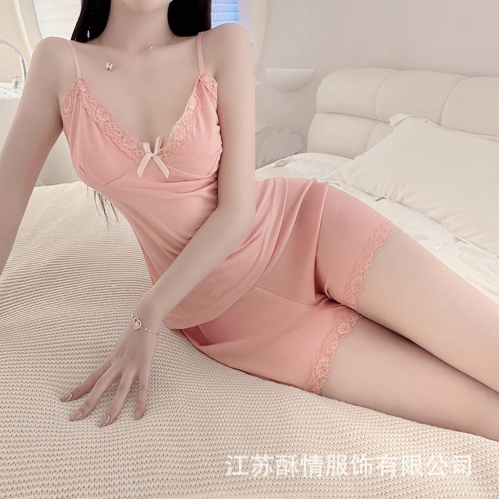 Crispy new suit suspender plus shorts lace red edge pink home bow solid color girl heart