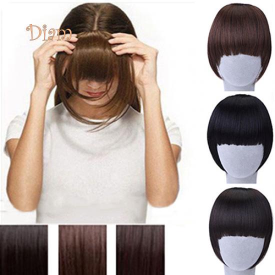 Tenfyer Pretty Girl's Clip On/in Neat Bangs Straight Fake Bob Style Fringe Hairpiece