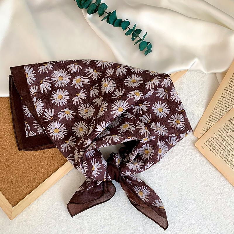 Cotton square scarf, silk scarf, high-end new small shawl, neck protector, small scarf, multi-purpose floral headscarf, headband, hair tie