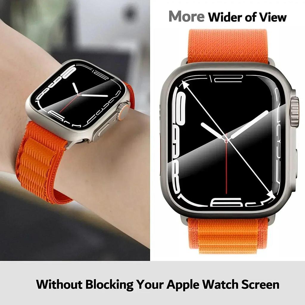 Screen Protector Cover for Apple Watch 44mm 45mm 46mm 42mm Hard PC Front Rear Bumper Case for Iwatch 10 9 8 7 6 Change To Ultra
