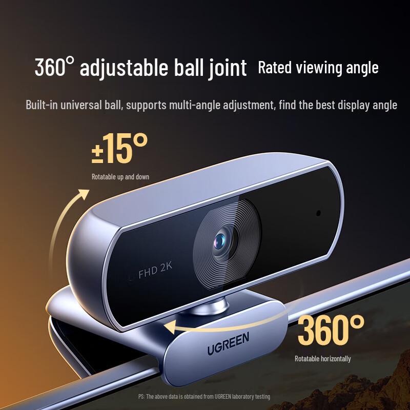 Ugreen 2K HD USB Webcam with Dual Microphones
