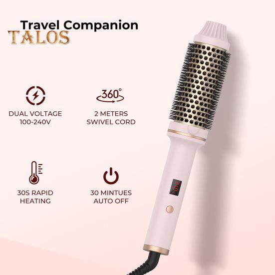 Wired Curling Brush LED Display Thermal Brush Fast Heating Negative Ion Round Brush Electric Hair Straightening Curling Wand Tools