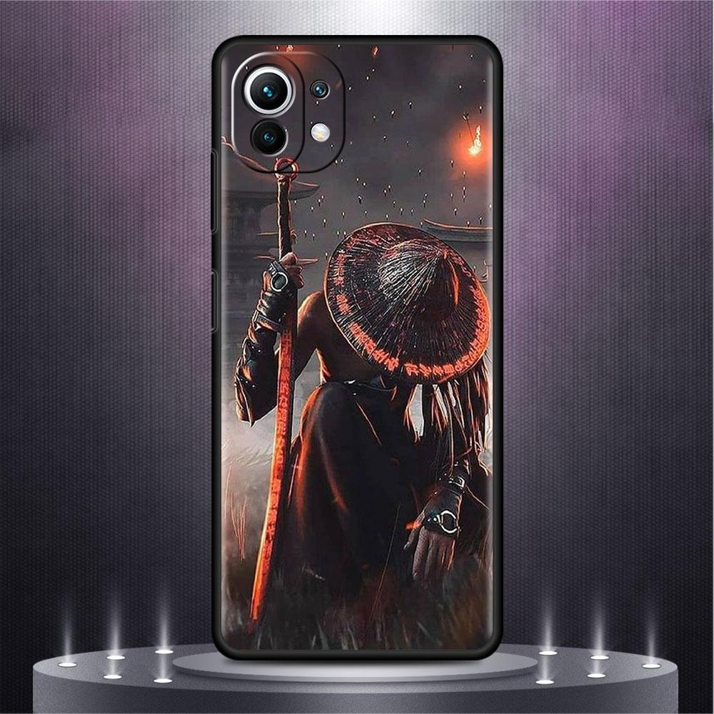 Landscape Ink Painting Japan Samurai Art Case For Xiaomi Mi Poco X3 NFC M4 M3 Pro F3 GT F1 11 Lite Note 10 11T 10T Phone Cover