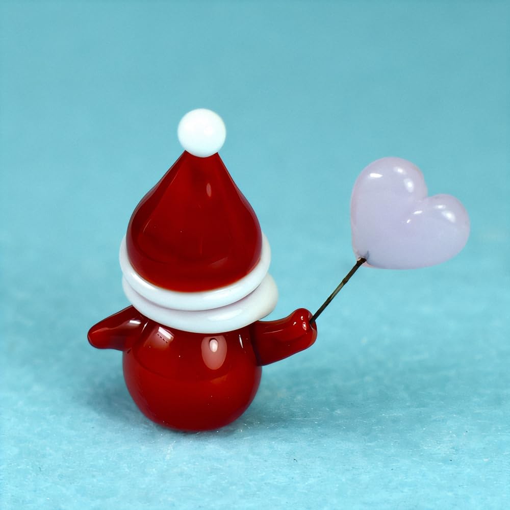 Four Cart Cute Handmade Glass Heart Santa