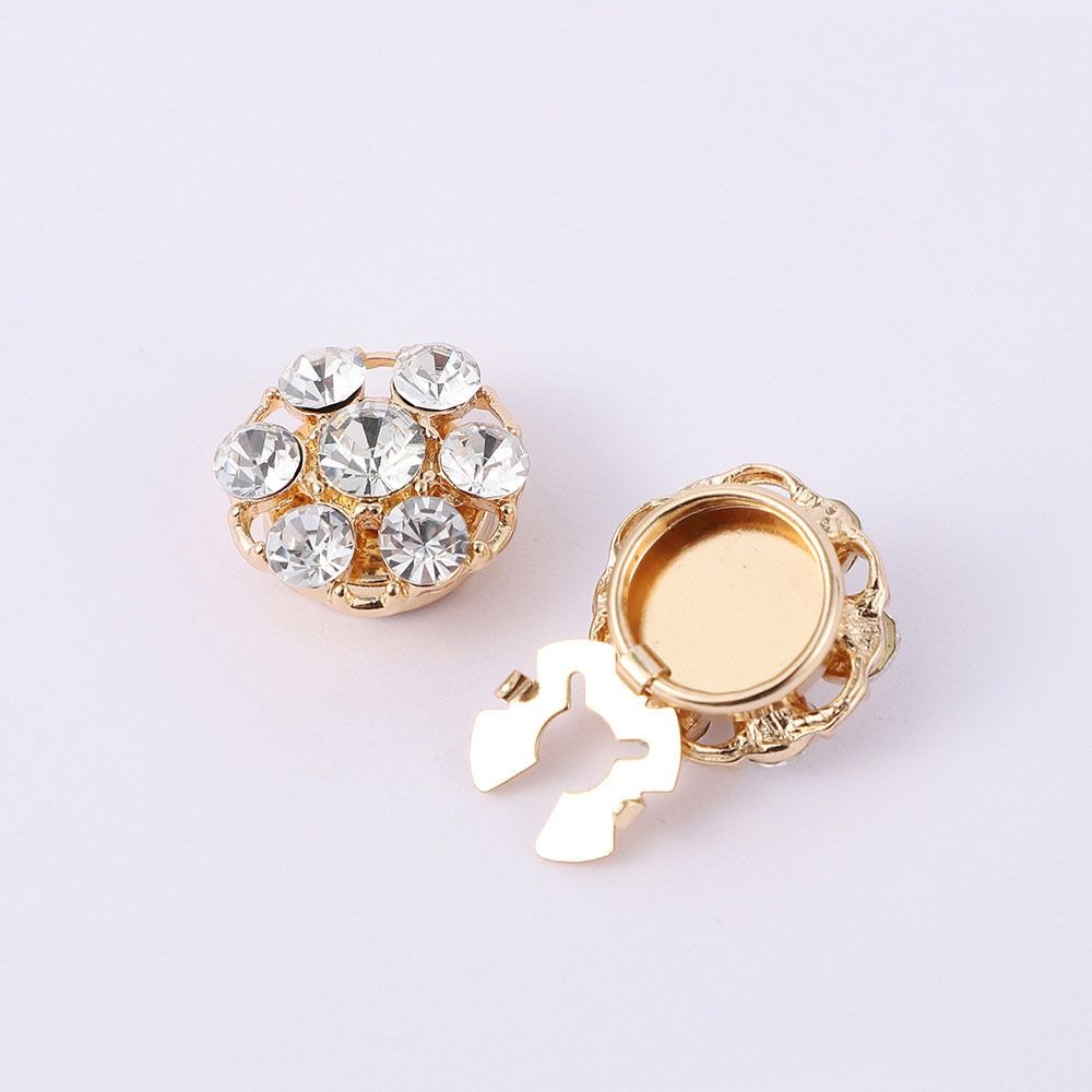 Rhinestone Pearl Flower Button Covers DIY Accessories Golden Base Rhinestone Button Cover Handwoven Alloy Cufflinks Button Cover