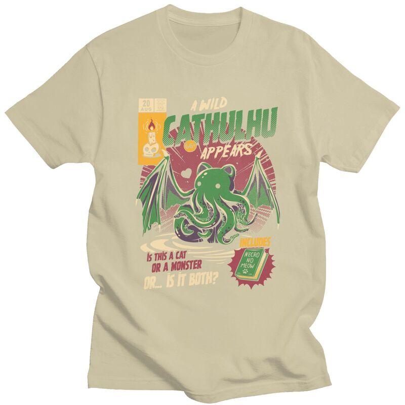 Custom Classic A Wild Cthulhu T Shirts Men ShortSleeve Lovecraft Movie Tshirts Casual Tee Pure Cotton Slim Fit Tshirts Gift