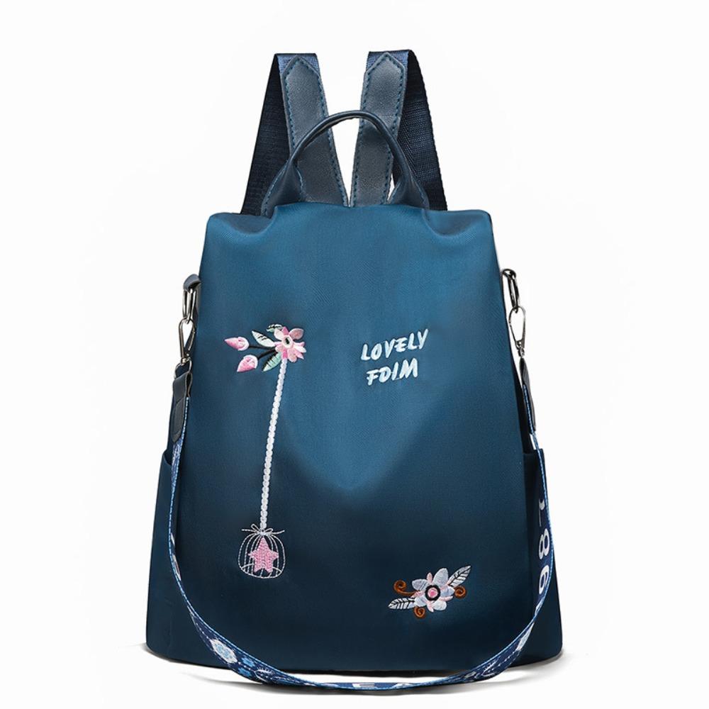 Large Capacity Embroidery Backpack Waterproof Travel Knapsack Student School Bag  Casual Lady