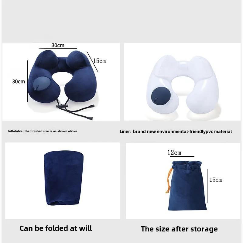 U-shaped Inflatable Travel Pillow Portable Air Pillow Neck Support Pad Comfortable Sleep Pillow Compression Inflatable
