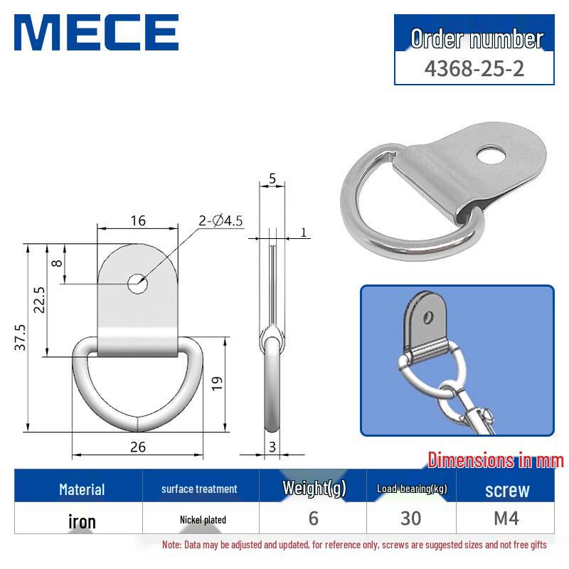 Heavy Duty D-Ring Truck Bed Tie-Down Hook with Triangle Latch