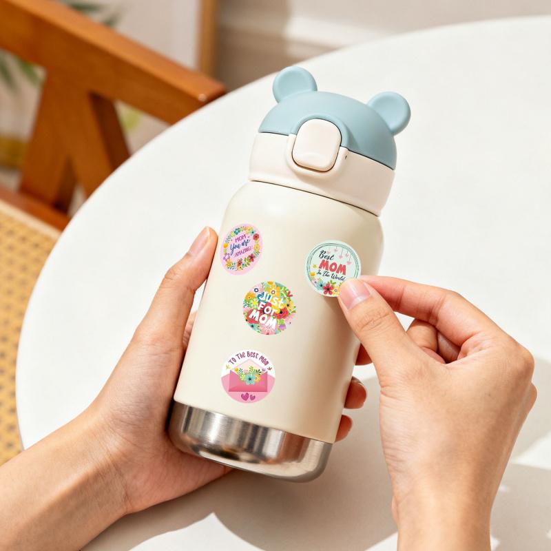 500 Labels/Roll Mother's Day Doodle Stickers Festival Gift Wrapping Adhesive Labels