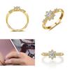 Womens Sweet Fashion Goldplated Elegant Crystal Rhinestone Ring Wedding