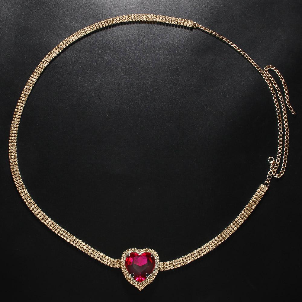 Stonefans Sexy Pink Heart Waist Chain Belt Bikinis Body Accessories Fashion Lady Multirow Rhinestone Belly Jewelry Rave Outfits