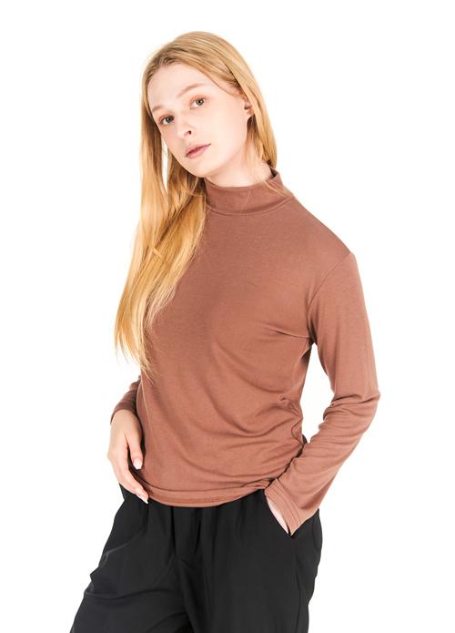 Off Off Women S Basic Slim Mock Turtleneck T-Shirt Beige Beige/Free