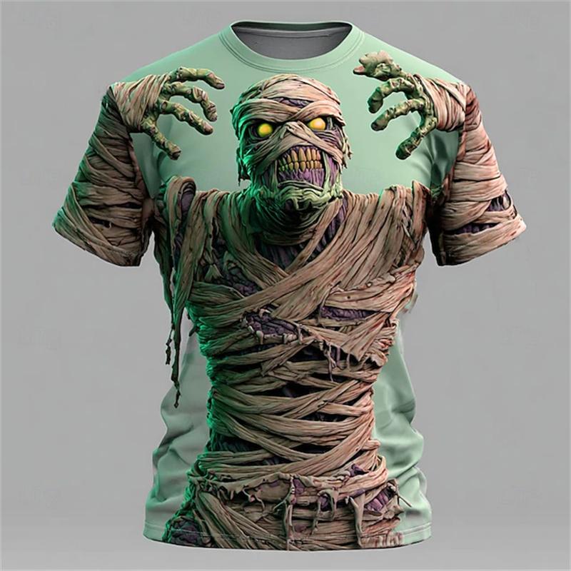 Zombie-Mumie Print Kinder T-Shirt Rundhals Locker Kurzarm T-Shirt Horror Party Street Boy T-Shirts Oberteil Mädchen Kleidung