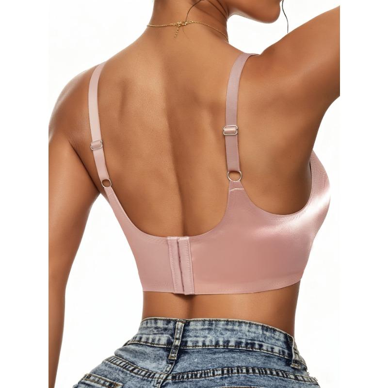 Women's Seamless Wireless Push Up  Adjustable Strap Invisible Support Bralette, Comfortable Everyday Bra for Large Bust