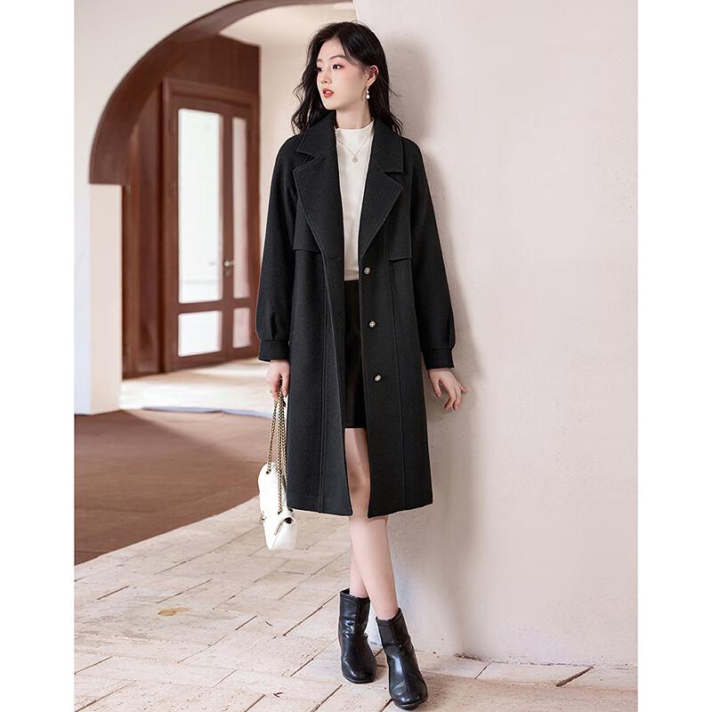 Si Shui Nian Hua Elegant Autumn/Winter Mid-Length Wool Blend Coat