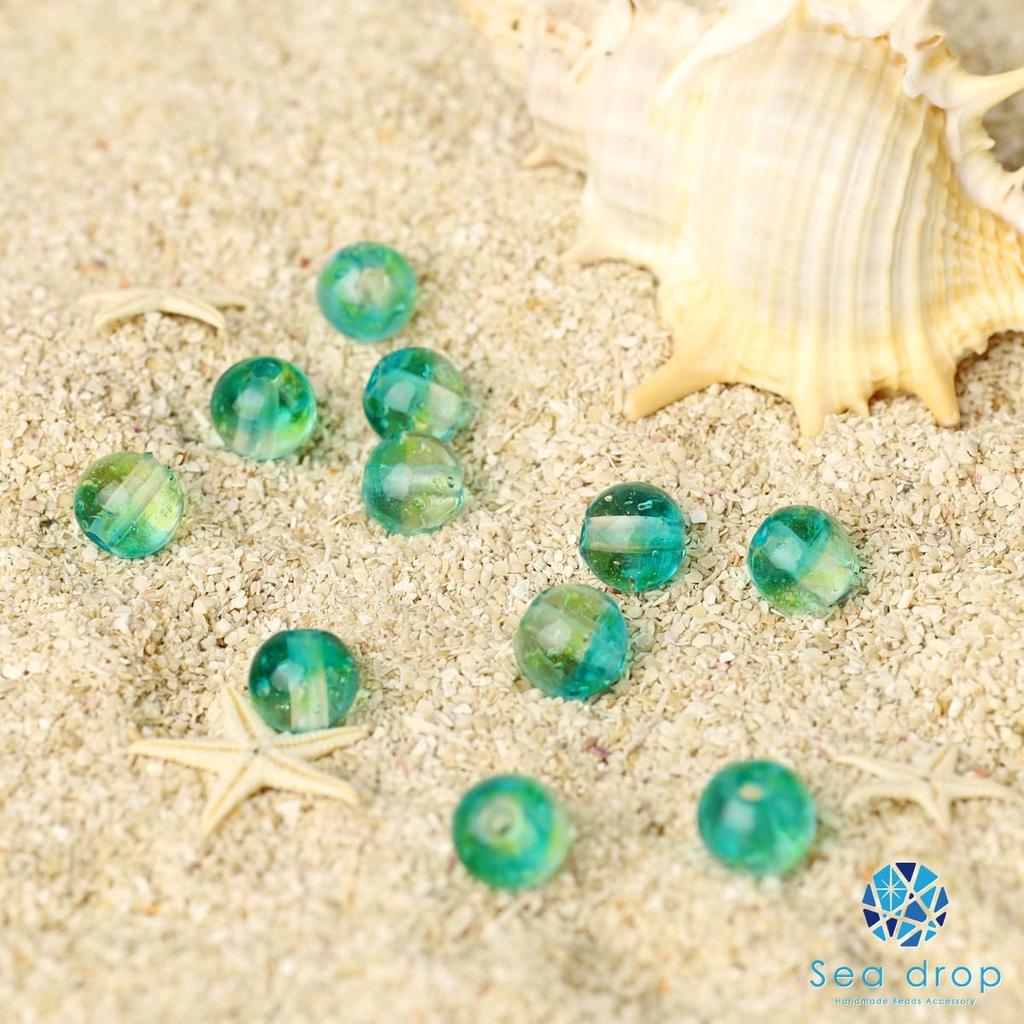 Sea drop dragonfly beads green x yellow 8mm half row 25 beads consecutive sale 20cm beads yellow green glass beads approx. [270ht-08]