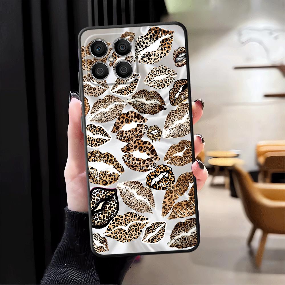 Leopard Print Lip Print Art Case for Honor Magic5Lite X5b X9a 90 X7 X6 8X X8 70 200 400 Lite Funda Phone Cover