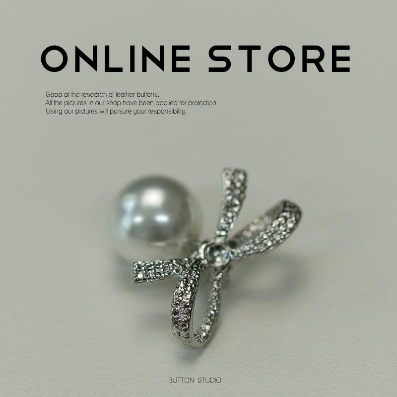 Delicate Bow Accessories Buttons Fur Mink Buttons Pearl Buttons Coat Cheongsam Wool Metal Decorative Buttons