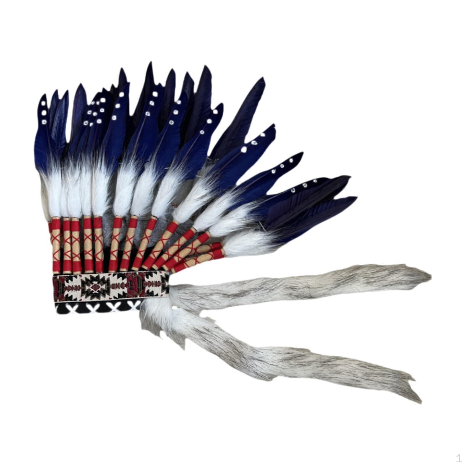 

Головной убор вождя с перьями на Хэллоуин и танцевальные фестивали White Dark Blue