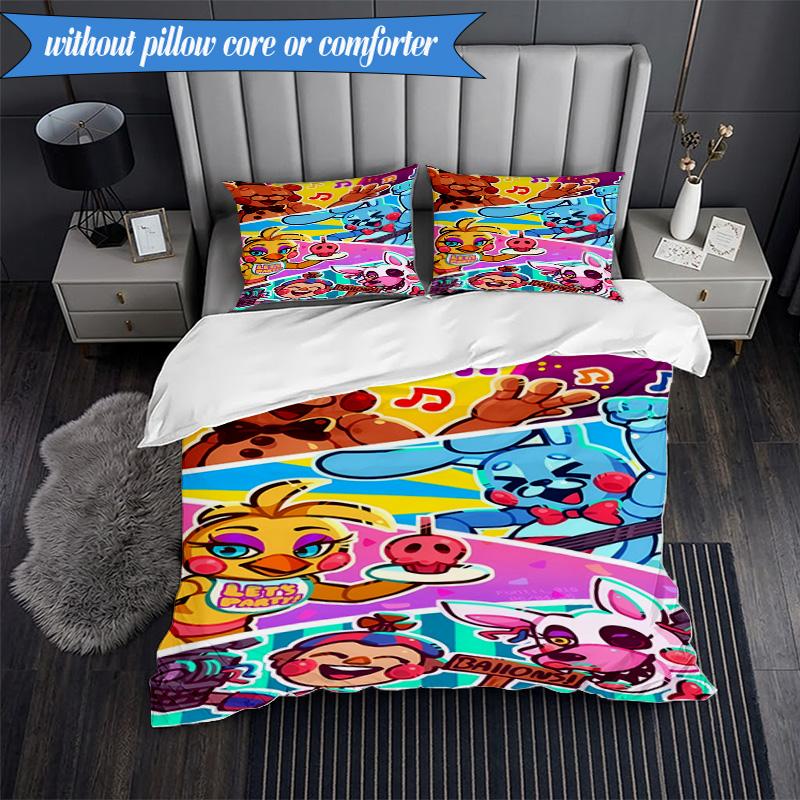 Set Biancheria da Letto Festa Five Nights 3 Pezzi, Include 1 Copripiumino e 2 Federe Perfetto per Camera da Letto, Dormitorio, Regalo di Natale per Fan