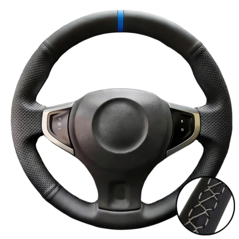 Car Interior Hand Stitched Perforated Non-slip Microfiber Leather 2009-2014 Samsung QM5 Steering Wheel Cover For Renault Koleos