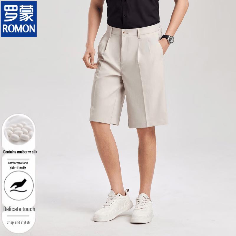 ROMON Men's Cooling Ice Silk Summer Suit Shorts