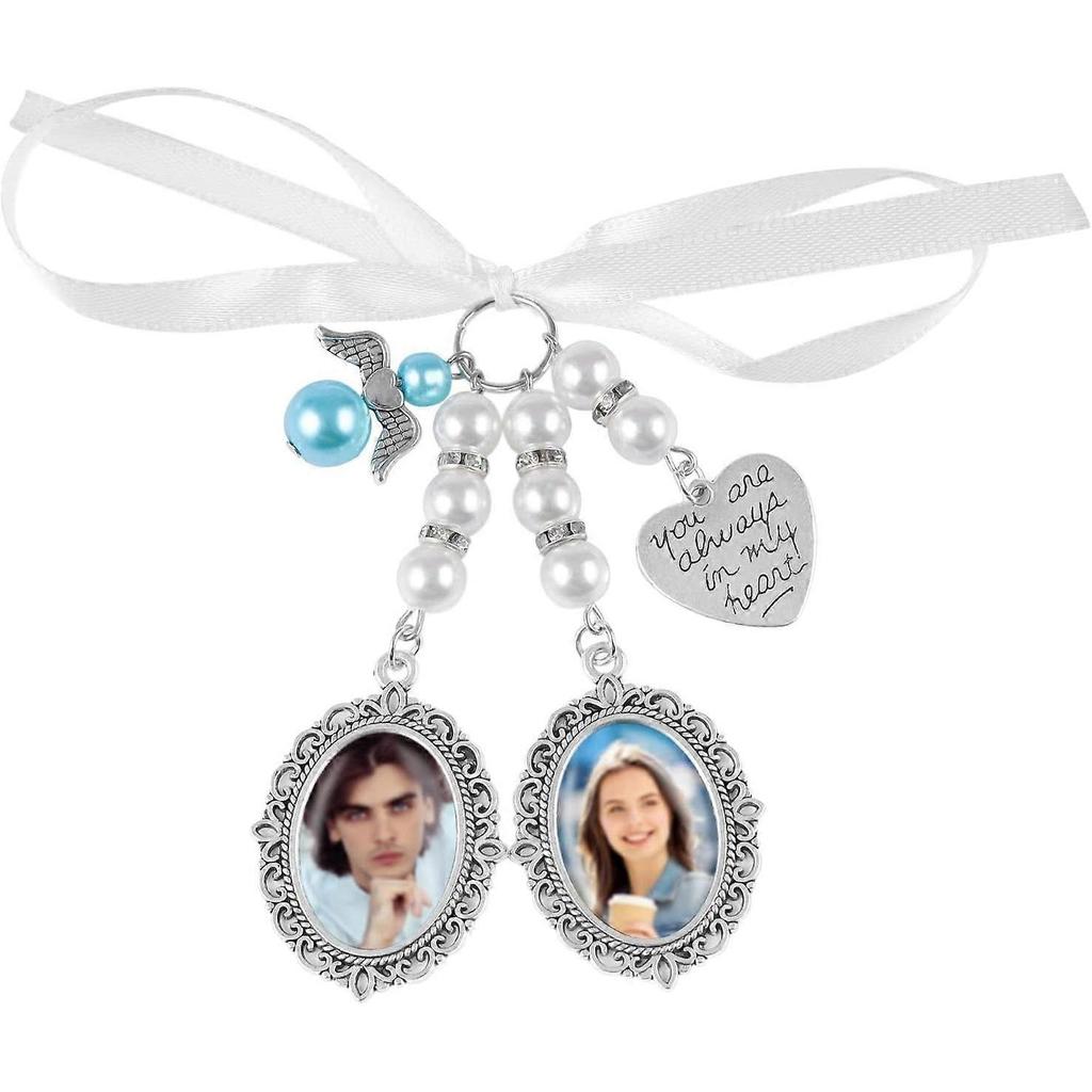 Bouquet Photo Charm Bridal Bouquet Charm Wedding Memorial Pendants with  Oval Glass Cabochons Custom Memory Photo Keepsake Picture Frame - Lacy Design