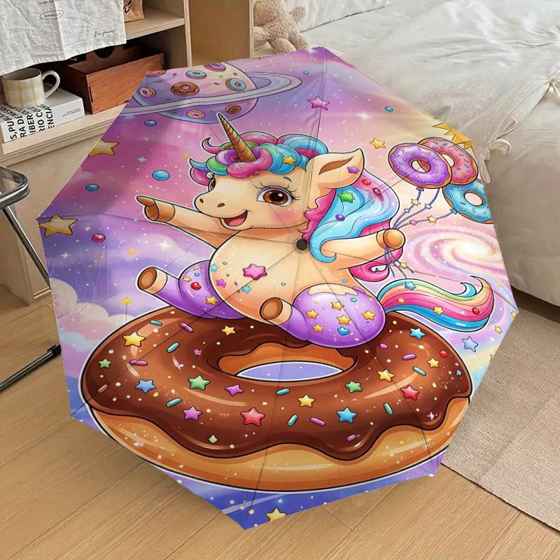1PC Unicorn Donut Umbrella-8-Rib Reinforced, Automatic Open, Lightweight & Durable, Fashion Accessory for Outdoor, H0338
