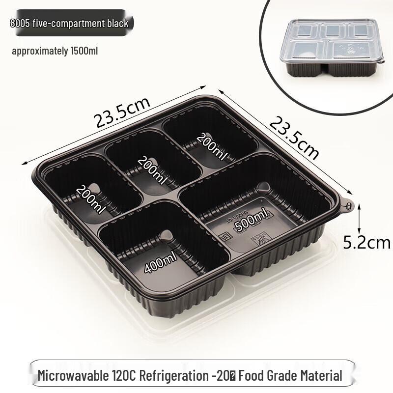 

Disposable 5-Compartment Meal Prep Containers