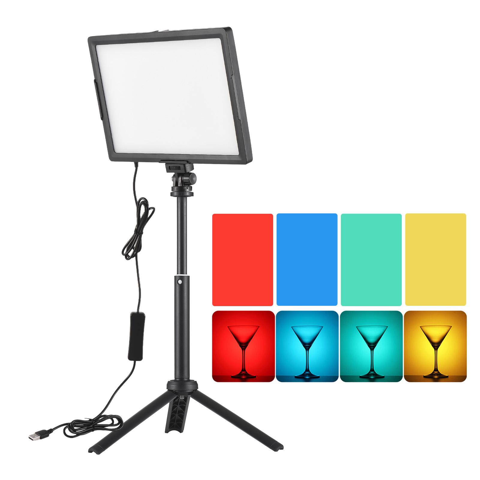 

Настольный светодиодный видеосвет 15 Вт Светодиодная заполняющая световая панель со штативом Световая стойка Освещение для конференций чёрный