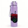 1PC Red Farm Tractor Pattern 750ml Color Plastic Sports Water Bottle Leakproof Flip Straw Lid Suitable for Sports Office Home Use