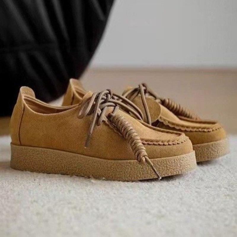 

Туфли на толстой подошве женские осенние новые на толстой подошве женские ретро повседневные матовые спортивные туфли тренд 40 хаки