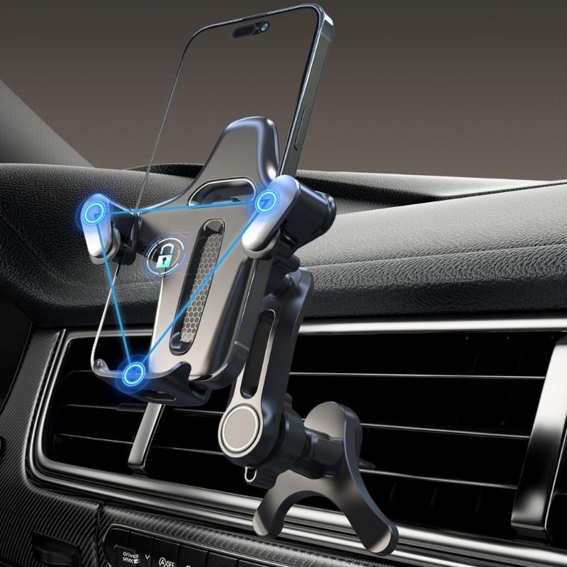 Shockproof Fast Release Car Air Vent Phone Mount Support Universal Y Shaped Bracket ABS Construction Anti Shake Design
