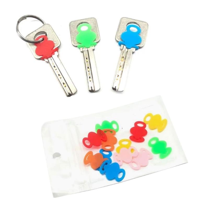 Pack of 12 Colorful Key Identifiers Key Differentiation Rings Flexible Silicone Labels Practical Key Recognition Rings