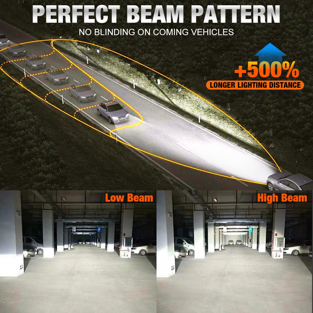 2stk 150000LM H7 LED Hovedlykt H4 LED-pærer H1 H8 H11 9005 HB3 9006 HB4 9012 HIR2 3570 CSP LED Kobberrør Bilhodelykt Auto Tåkelys 6000K 12V