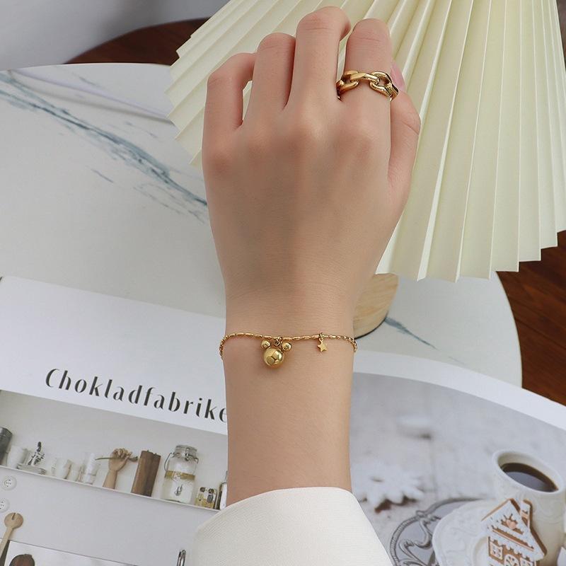 Naszyjniki ze stali nierdzewnej 316L z wisiorkiem w kształcie misia dla kobiet, pozłacane 18K, wodoodporne, nieuciekające, damskie naszyjniki z łańcuszkiem koralikowym