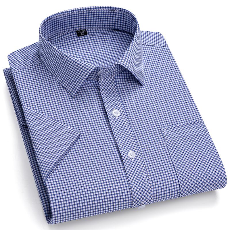 Camisa Casual Británica de Algodón a Cuadros de Manga Corta para Hombre - Ligera de Verano a Cuadros con Botones y Bolsillo Para Ropa Exterior Diaria