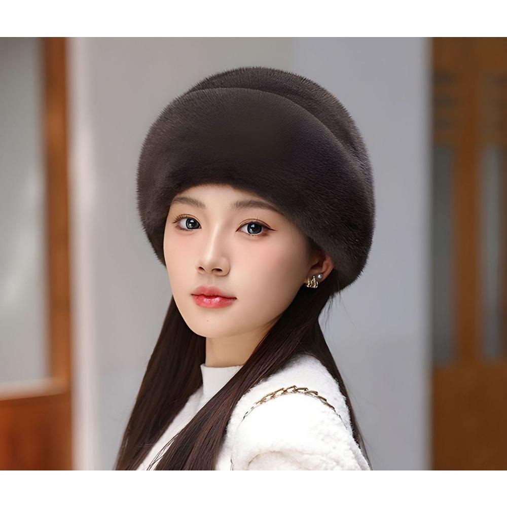 Environmentally Friendly Mink Fur Hat for Women Autumn and Winter Mink Fur Beret Warm Ear Protection Fur Hat Fashionable Ladies Fur Hat