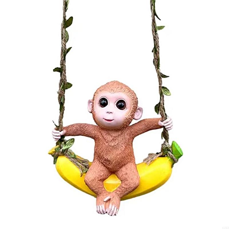 62KD Monkey Container Accessories Resin Decors Monkey Sculpture Planter Pots Hangers for Plant Lover and Children
