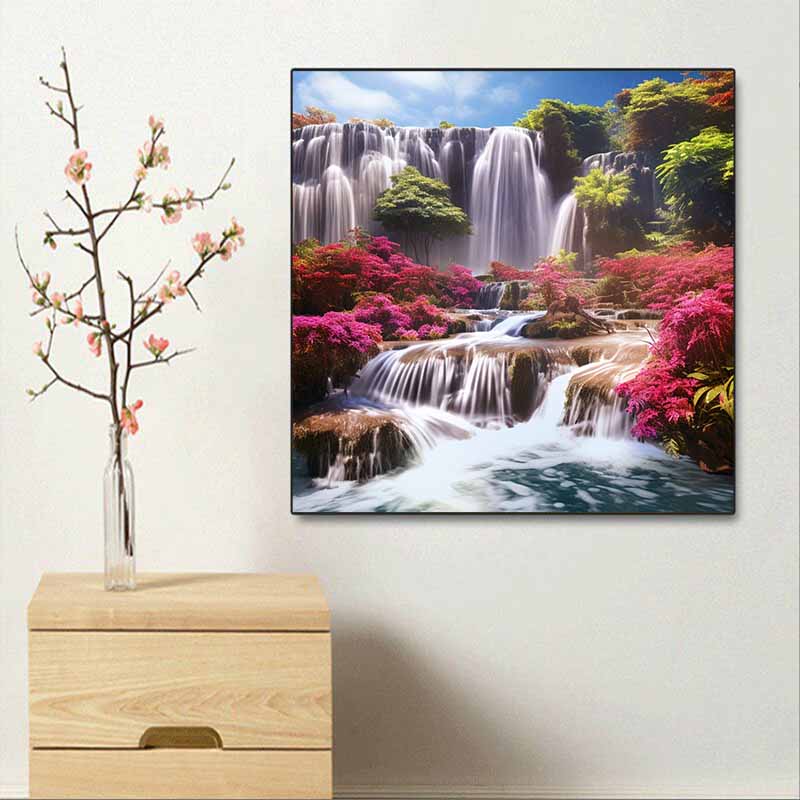 New Arrival 5D DIY Full Circle Diamond Painting "Waterfall" Embroidery Cross Stitch Home Decor Gift