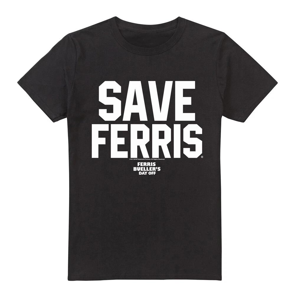 Ferris Bueller Save Ferris 100% Cotton T-shirt Mens Tees Top S-2XL, Black L