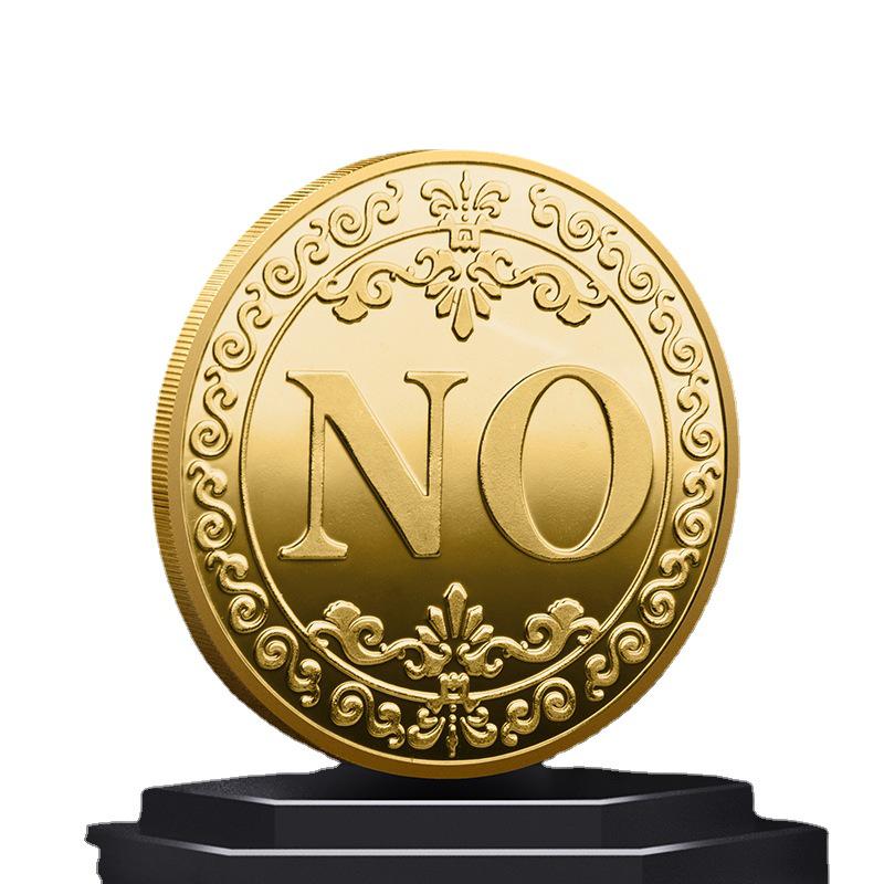 Gold-Plated YES/NO Decision Coin - Three-Dimensional Relief Commemorative Badge