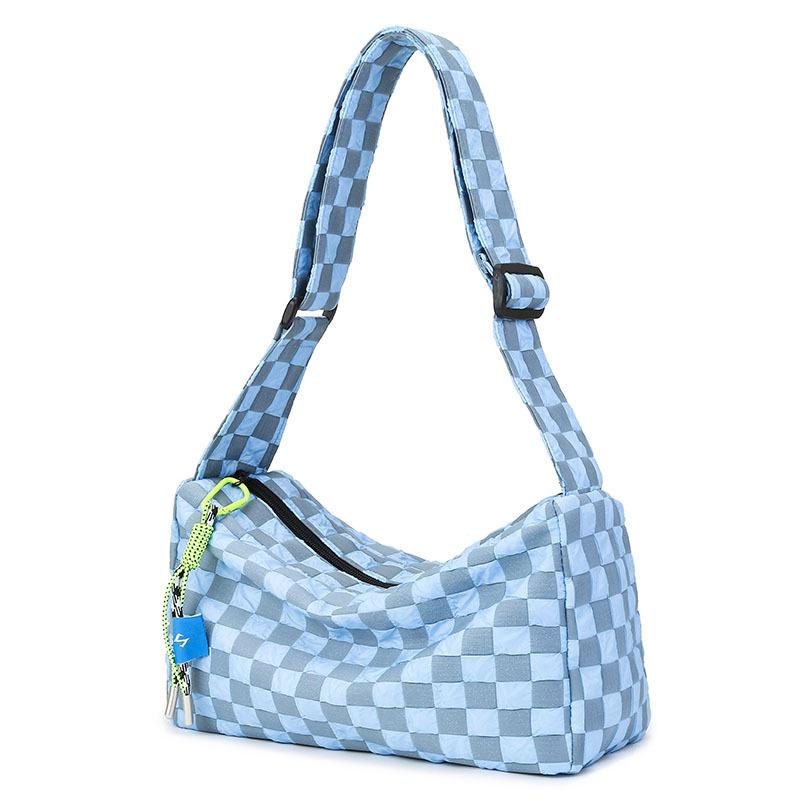 Plaid Large Capacity Crossbody Shoulder Bag with Wide Strap