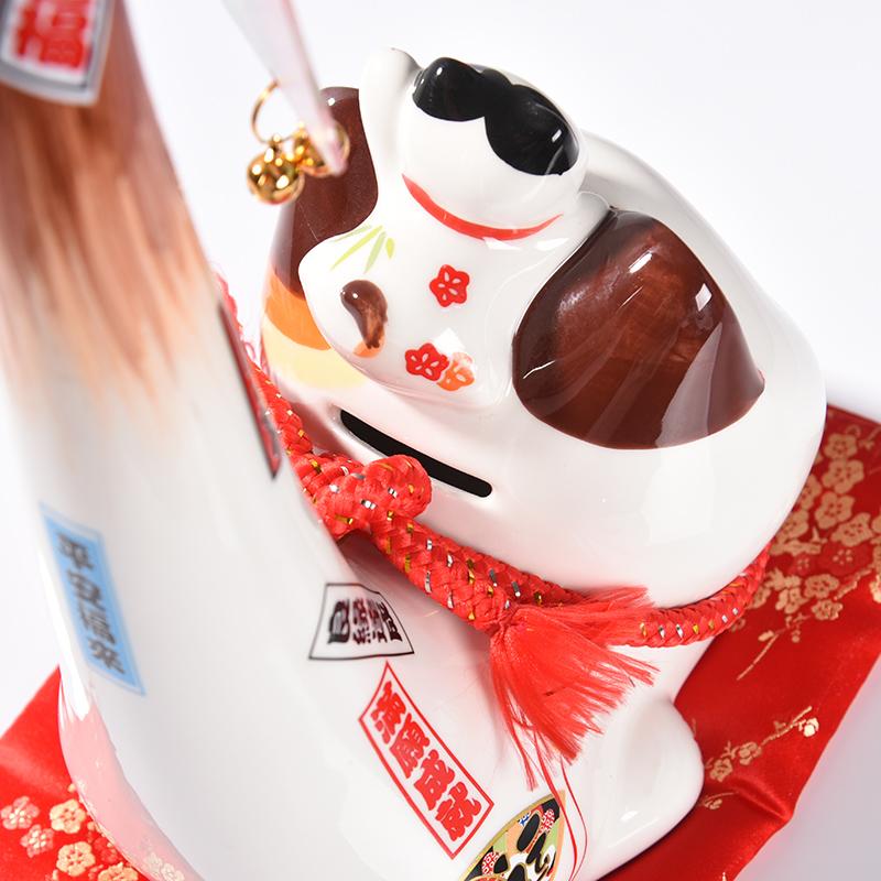 Japanese Style Maneki Neko Ceramic Lucky Cat Money Box Margay Long Tail Cat Statue Feng Shui Ornament Home Decoration Figurine