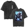 2026 New Jujutsu Kaisen Satoru Gojo Acid Wash Oversized T-Shirt, Vintage Washed Heavy Cotton Anime Graphic Tee for JJK Fans