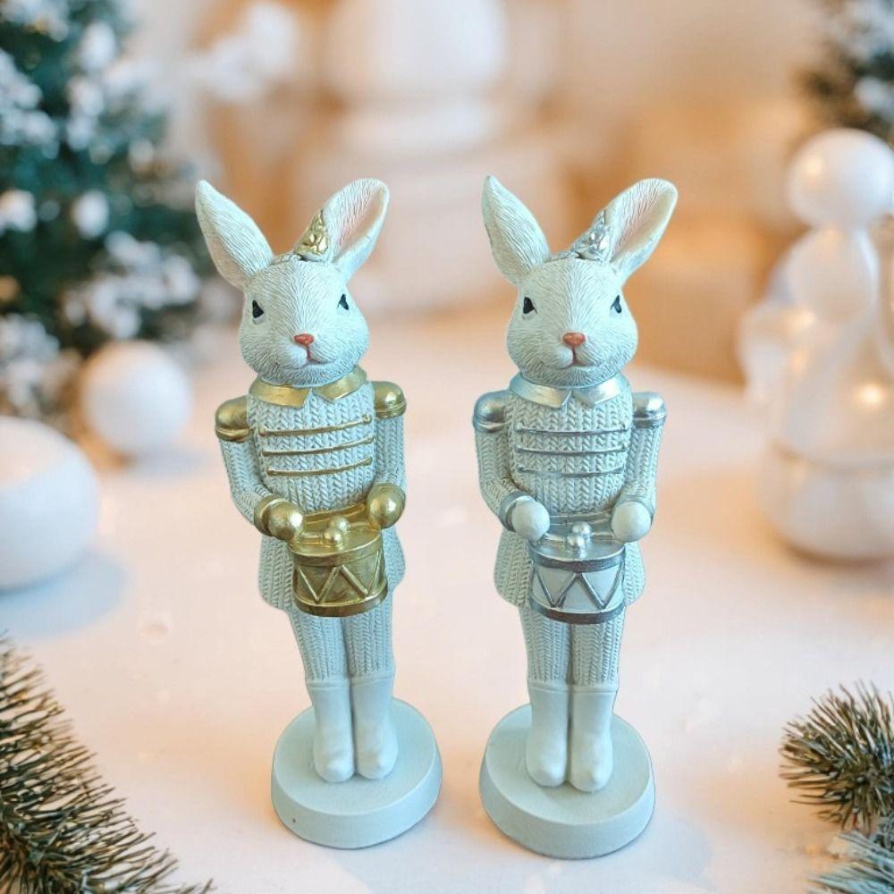 Cute Design Nut Cracker Rabbit Resin Material Bunny Sculpture Bunny Figurines  Entryway Display